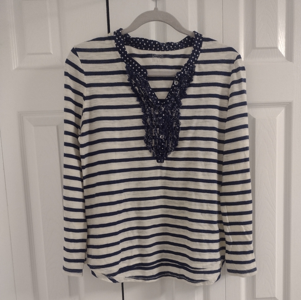 ✨ Navy Striped Women's Top